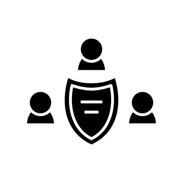 Personeelsbescherming zwart pictogram, concept illustratie, vector plat symbool, teken van de hiërogliefen. — Stockvector