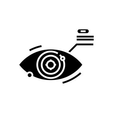 Smart eye black icon, concept illustration, vector flat symbol, glyph sign.