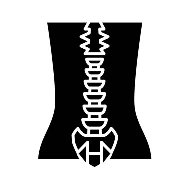 Spine bone structure black icon, concept illustration, vector flat symbol, glyph sign.