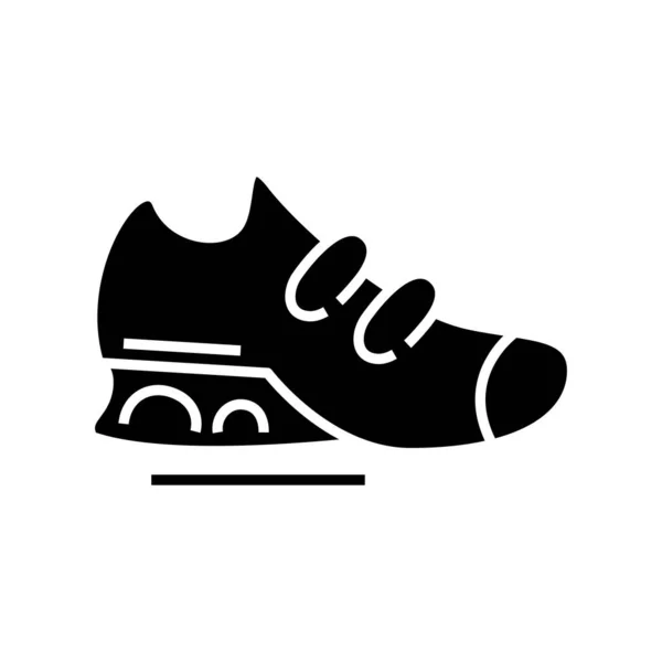 Sapatos esportivos ícone preto, ilustração conceito, símbolo plano vetorial, sinal de glifo . — Vetor de Stock