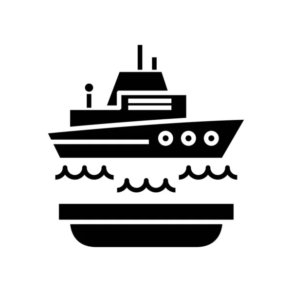Чорна іконка суднового страхування, концептуальна ілюстрація, векторний плоский символ, знак гліфа . — стоковий вектор