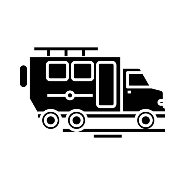 Camión especial icono negro, concepto de ilustración, vector de símbolo plano, signo de glifo . — Vector de stock