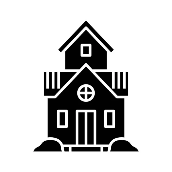 Черная иконка односемейного дома, концептуальная иллюстрация, векторный плоский символ, знак знака . — стоковый вектор