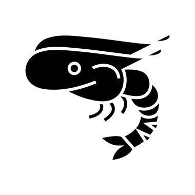 Shrimps black icon, concept illustration, vector flat symbol, glyph sign.