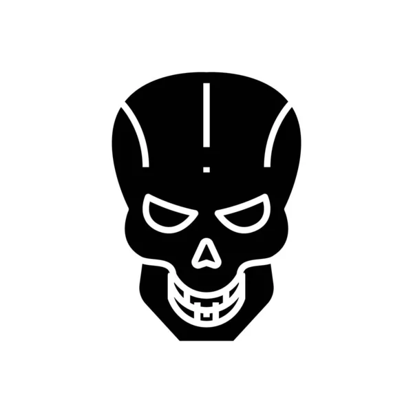 Skull view icona nera, concetto illustrazione, vettore simbolo piatto, segno di glifo . — Vettoriale Stock