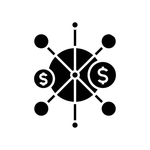 Spreading money black icon, concept illustration, vector flat symbol, glyph sign. — Stok Vektör