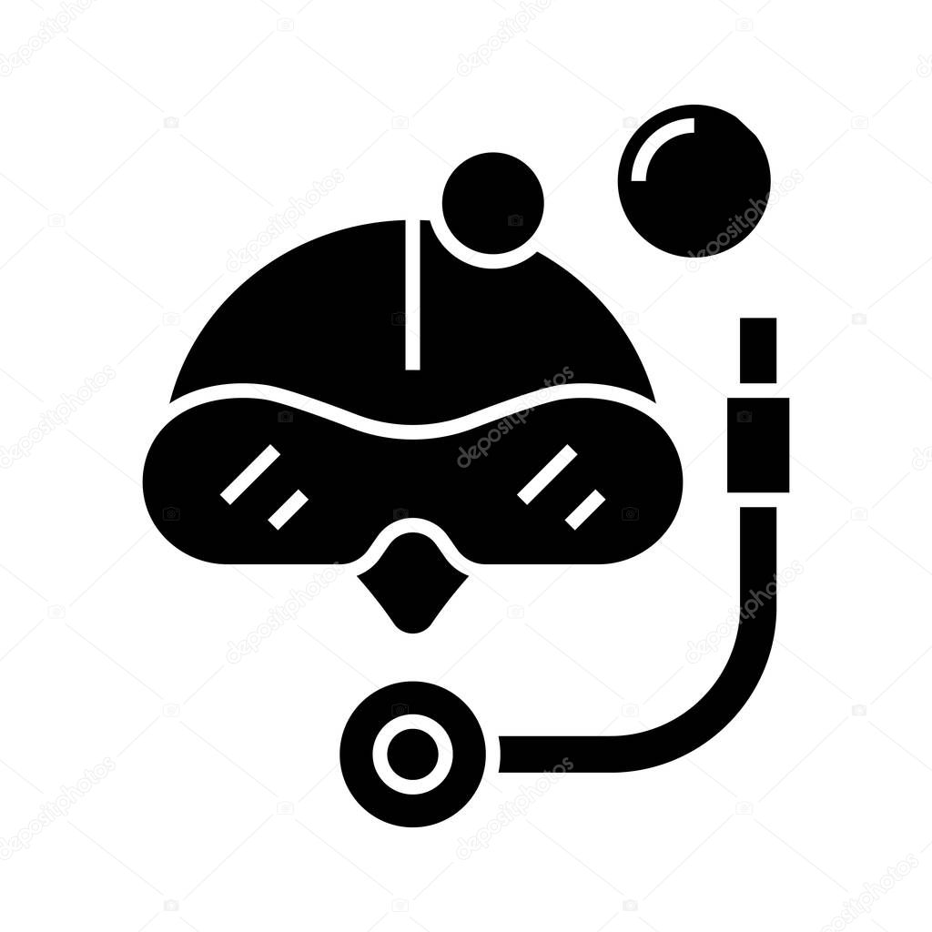 Skiing amunition black icon, concept illustration, vector flat symbol, glyph sign.