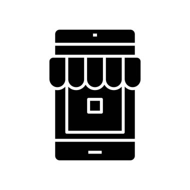 Elektronik mağaza simgesi, konsept illüstrasyon, vektör düz sembol, kabartma işareti.