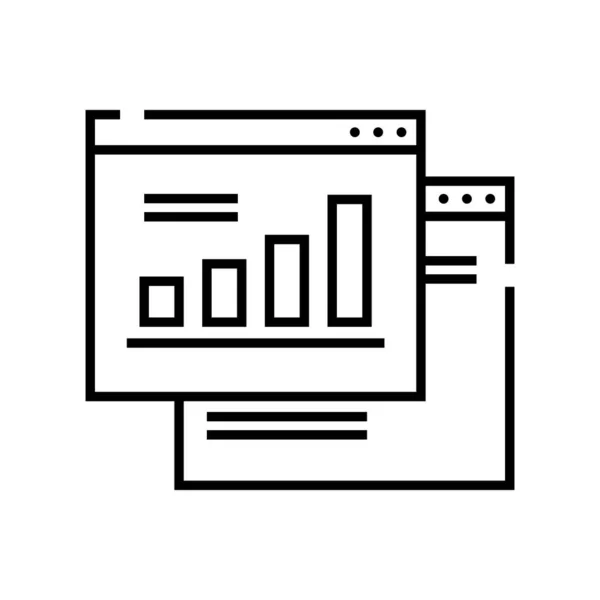 Ícone de linha gráfico on-line, sinal de conceito, ilustração do vetor de contorno, símbolo linear . —  Vetores de Stock