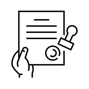 Resmi pul çizgisi simgesi, kavram işareti, taslak vektör çizimi, doğrusal sembol.