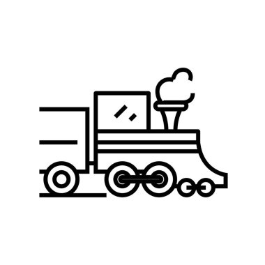 Eski tren çizgisi simgesi, kavram işareti, ana hatlı vektör çizimi, doğrusal sembol.