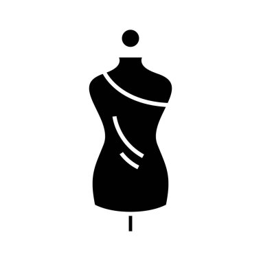 Manikin siyah simgesi, konsept illüstrasyon, vektör düz sembol, kabartma işareti.