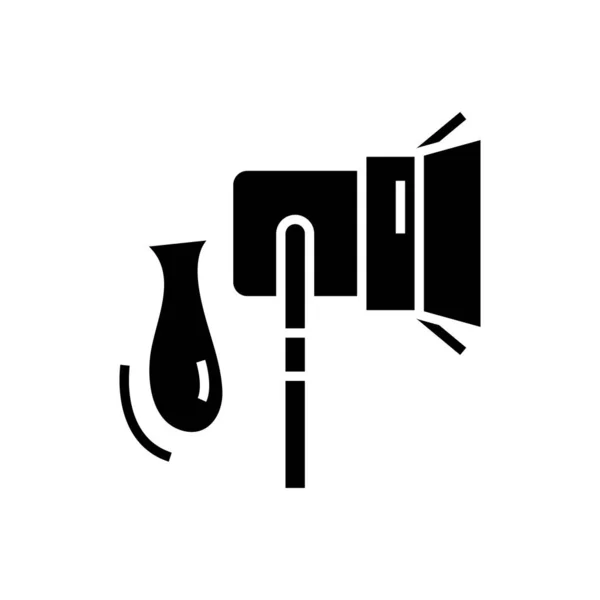 Producción cinematográfica icono negro, concepto de ilustración, vector de símbolo plano, signo de glifo . — Vector de stock