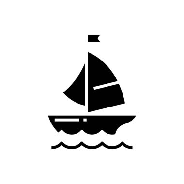 Floating boat black icon, concept illustration, vector flat symbol, glyph sign.