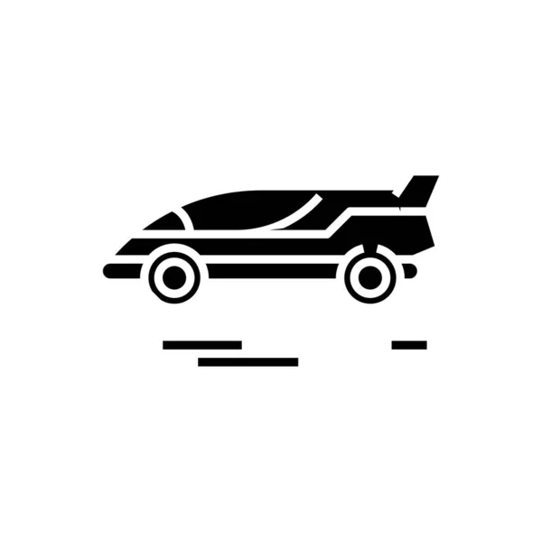 Icône noire de voiture de conception future, illustration de concept, symbole plat vectoriel, signe de glyphe . — Image vectorielle