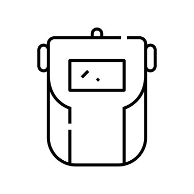 Profesyonel kask çizgisi simgesi, kavram işareti, taslak vektör çizimi, doğrusal sembol.