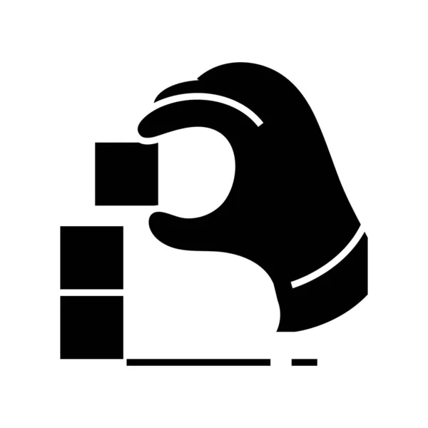 Puzzle gry czarna ikona, ilustracja koncepcja, wektor płaski symbol, znak glif. — Wektor stockowy