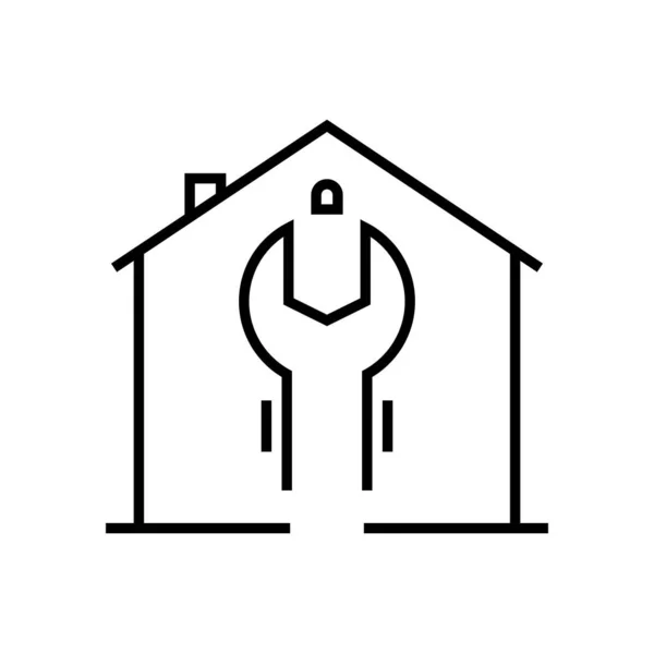 Ev satırı simgesini geri yükle, konsept işareti, ana hatlı vektör çizimi, doğrusal sembol. — Stok Vektör