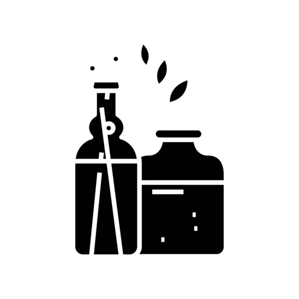 Vases de fleurs icône noire, illustration de concept, symbole plat vectoriel, signe glyphe . — Image vectorielle