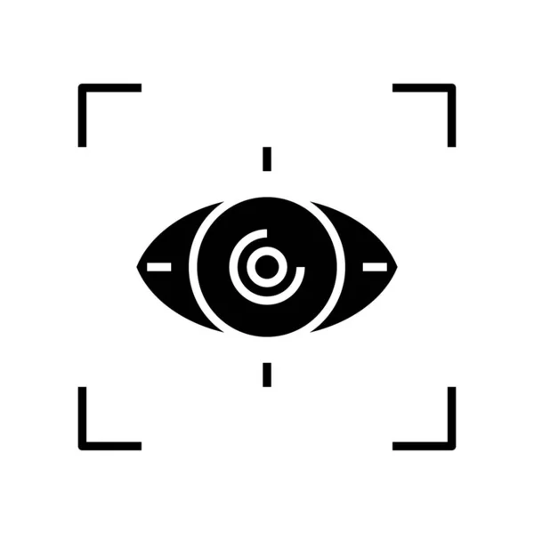 Folgendes Auge schwarzes Symbol, Konzept Illustration, Vektor flaches Symbol, Glyphen-Zeichen. — Stockvektor