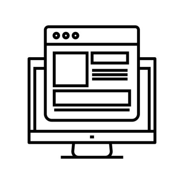 Planlayıcı satır simgesi, konsept işareti, ana hatlı vektör çizimi, doğrusal sembol.