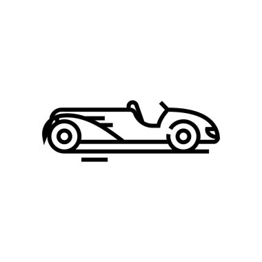 Racing car line icon, concept sign, outline vector illustration, linear symbol.