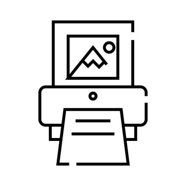 Yazdırma çizgisi simgesi, kavram işareti, taslak vektör çizimi, doğrusal sembol.