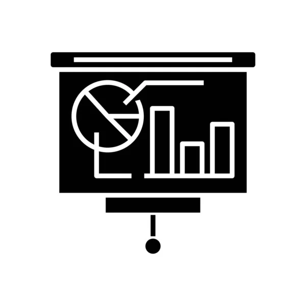 Dados do diagrama ícone preto, ilustração do conceito, símbolo liso do vetor, sinal do glifo . —  Vetores de Stock