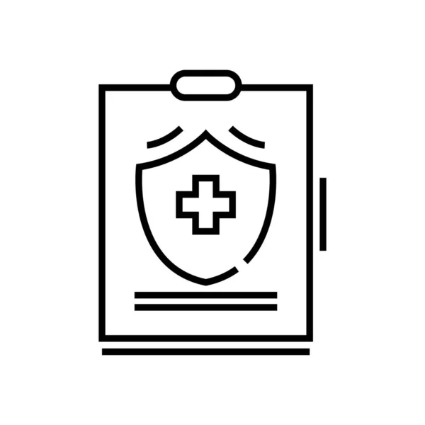 Icona della linea di protezione, segno concettuale, illustrazione vettoriale del contorno, simbolo lineare . — Vettoriale Stock