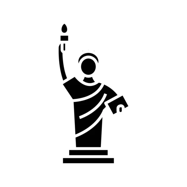 Vrijheid standbeeld zwart pictogram, concept illustratie, vector plat symbool, glyph teken. — Stockvector