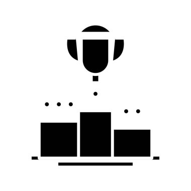 Kazanan fincan siyah simgesi, konsept illüstrasyon, vektör düz sembol, kabartma işareti.