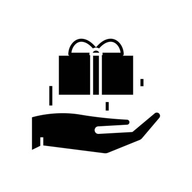 Wonder hediye çizgisi simgesi, kavram işareti, ana hatlı vektör çizimi, doğrusal sembol.