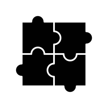 Teamwork symbol puzzle black icon, concept illustration, vector flat symbol, glyph sign.