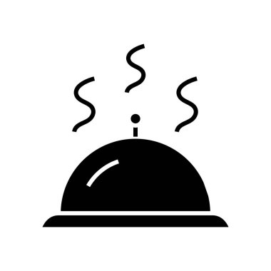 Tabak siyah simge, konsept çizim, vektör düz sembol, kabartma işareti.