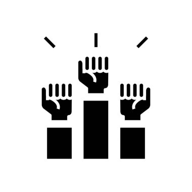 Takım karar siyah simgesi, konsept illüstrasyon, vektör düz sembol, kabartma işareti.