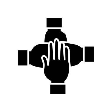 Takım çalışması siyah simge, konsept illüstrasyon, vektör düz sembol, sembol işareti.