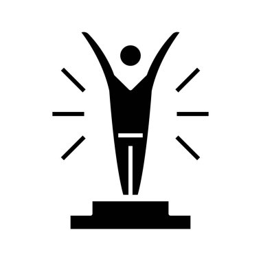 Winner black icon, concept illustration, vector flat symbol, glyph sign.