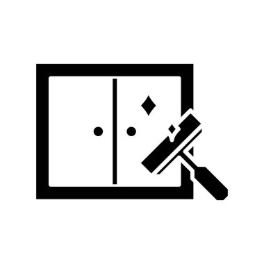 Window cleaning black icon, concept illustration, vector flat symbol, glyph sign.