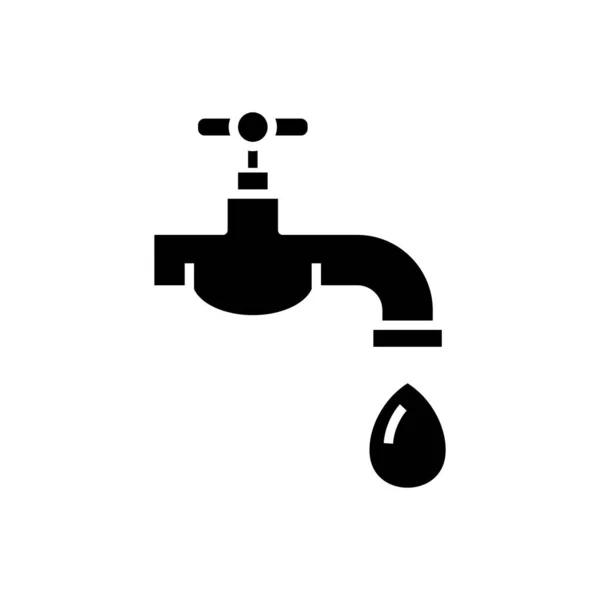 Agua grifo icono negro, concepto de ilustración, vector de símbolo plano, signo de glifo . — Archivo Imágenes Vectoriales