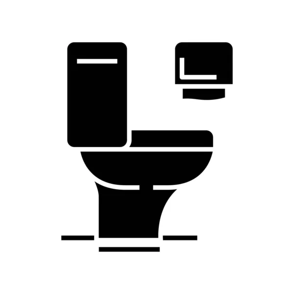 Icône noire de toilette, illustration de concept, symbole plat vectoriel, signe de glyphe . — Image vectorielle