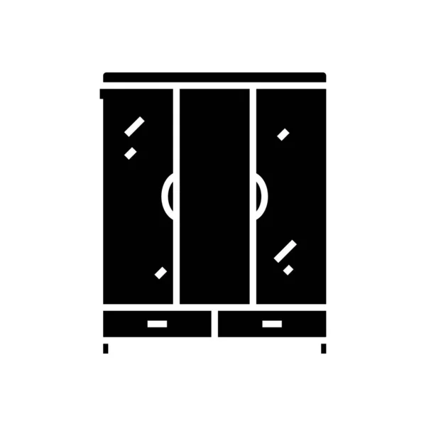 Wardrobe black icon, concept illustration, vector flat symbol, glyph sign. — 스톡 벡터