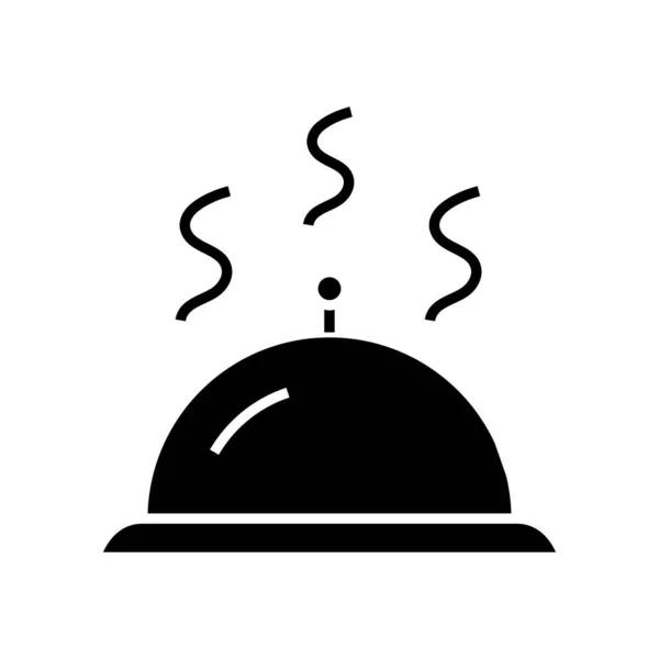 Bandeja de prato ícone preto, ilustração conceito, símbolo plano vetorial, sinal de glifo . — Vetor de Stock
