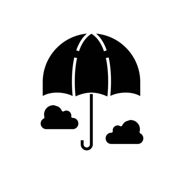 Ombrello icona nera, concetto illustrazione, vettore simbolo piatto, segno di glifo . — Vettoriale Stock