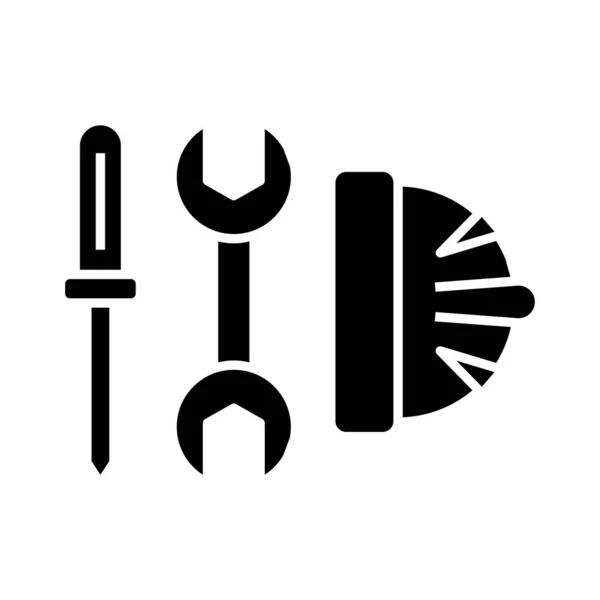Outils icône noire, illustration de concept, symbole plat vectoriel, signe de glyphe . — Image vectorielle