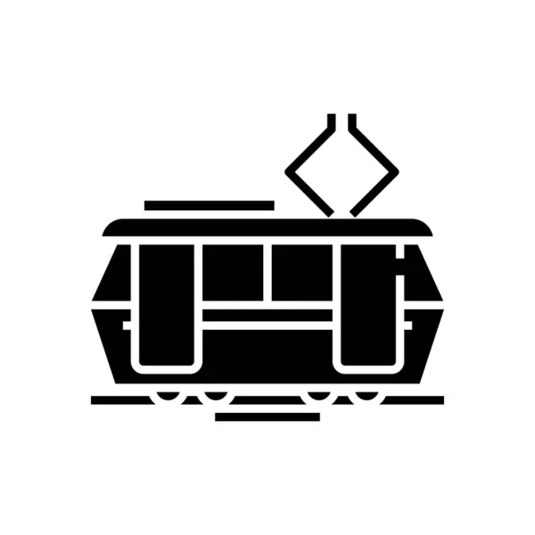 Tram black icon, concept illustration, vector flat symbol, glyph sign. — Stock Vector