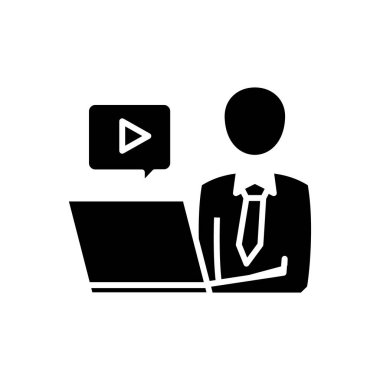 Video clips view black icon, concept illustration, vector flat symbol, glyph sign.