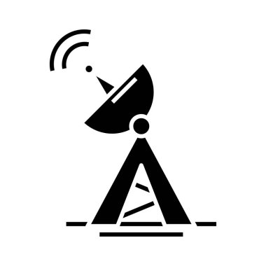 Transfer antenna black icon, concept illustration, vector flat symbol, glyph sign.