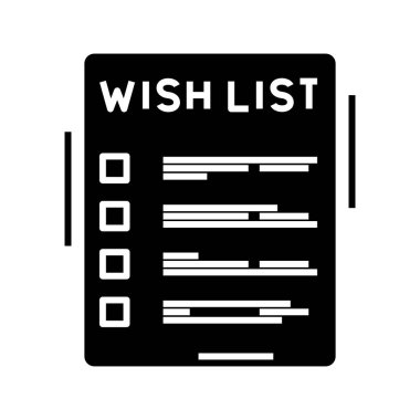 Wish list black icon, concept illustration, vector flat symbol, glyph sign.