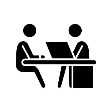 Takım çalışması siyah simge, konsept illüstrasyon, vektör düz sembol, sembol işareti.