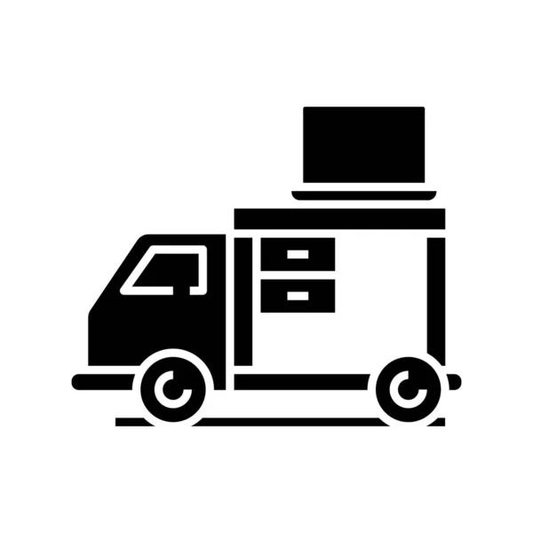 Transportation of furniture black icon, concept illustration, vector flat symbol, glyph sign. — Stok Vektör